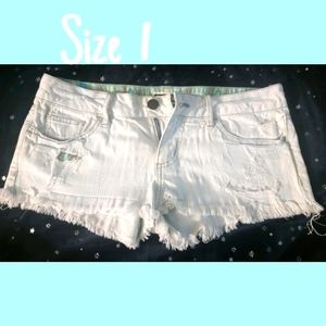 Distressed Pinstriped Shorts